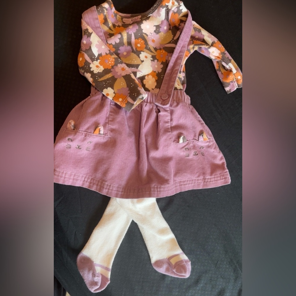 Floral Print Kids Casual Dress with Suspenders